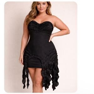 NWT Loragal black bandage dress with ruffles - XL.        A1